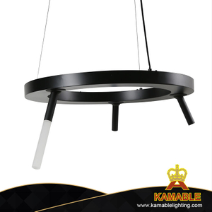 مصباح قلادة من الفولاذ الأسود الحديث LED مستدير بسيط للمكتب (KH8904-4) 