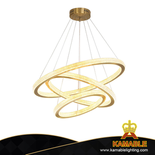 مصباح قلادة LED كلاسيكي أنيق على شكل حلقة زجاجية للمدخل في فيلا (KD91011-85+65+45S)