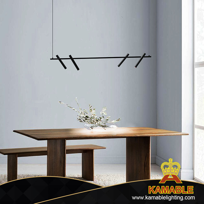 مصباح قلادة حديث دائري من الفولاذ الأسود مصنوع يدويًا في المكتب (KAH8920-4)