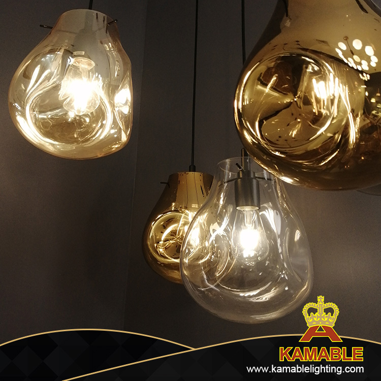 مصباح قلادة ديكور غرفة المعيشة الزجاجية الحديثة الجميلة الذهبية (KA9208P)