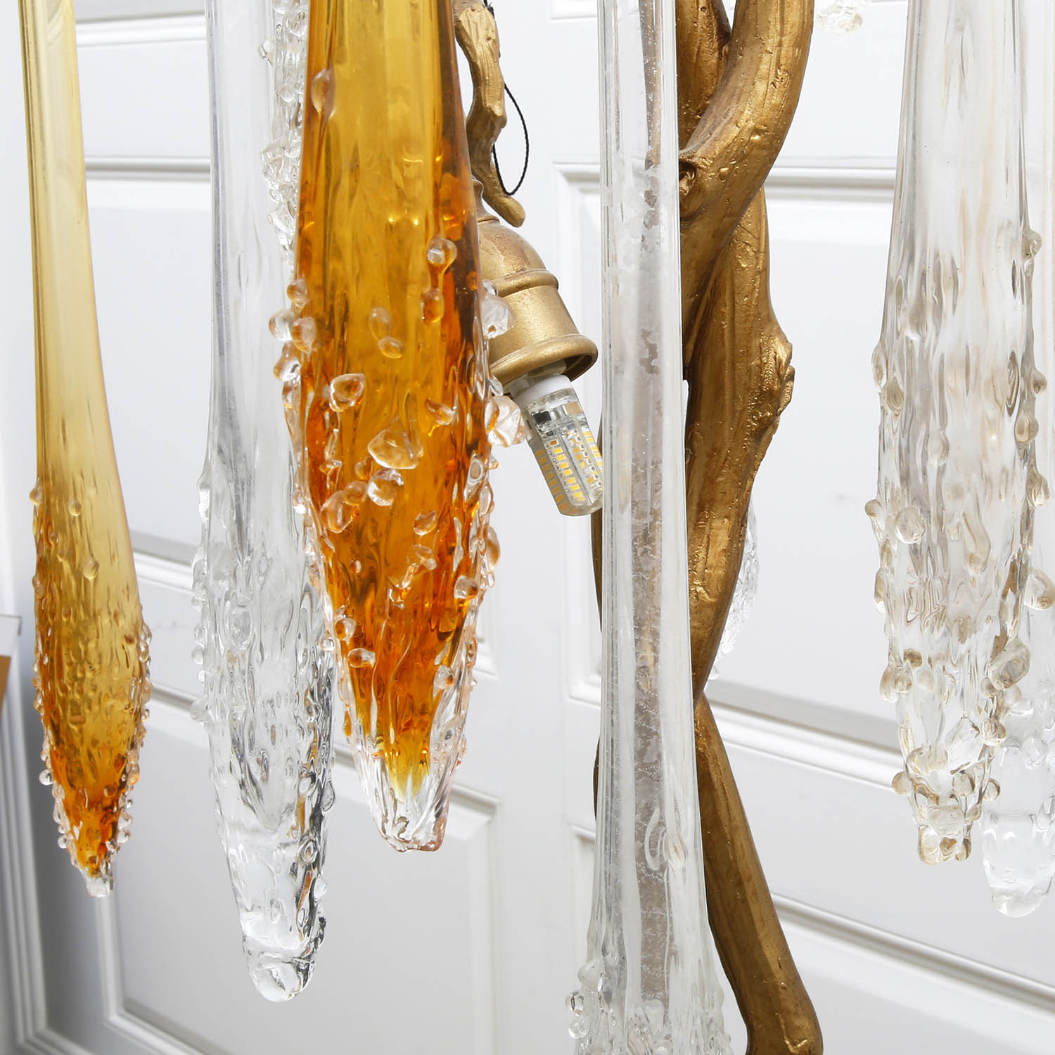 شجرة على شكل فن زخرفة زجاجية نحاسية مصباح أرضية غرفة الضيوف (KA531-F)