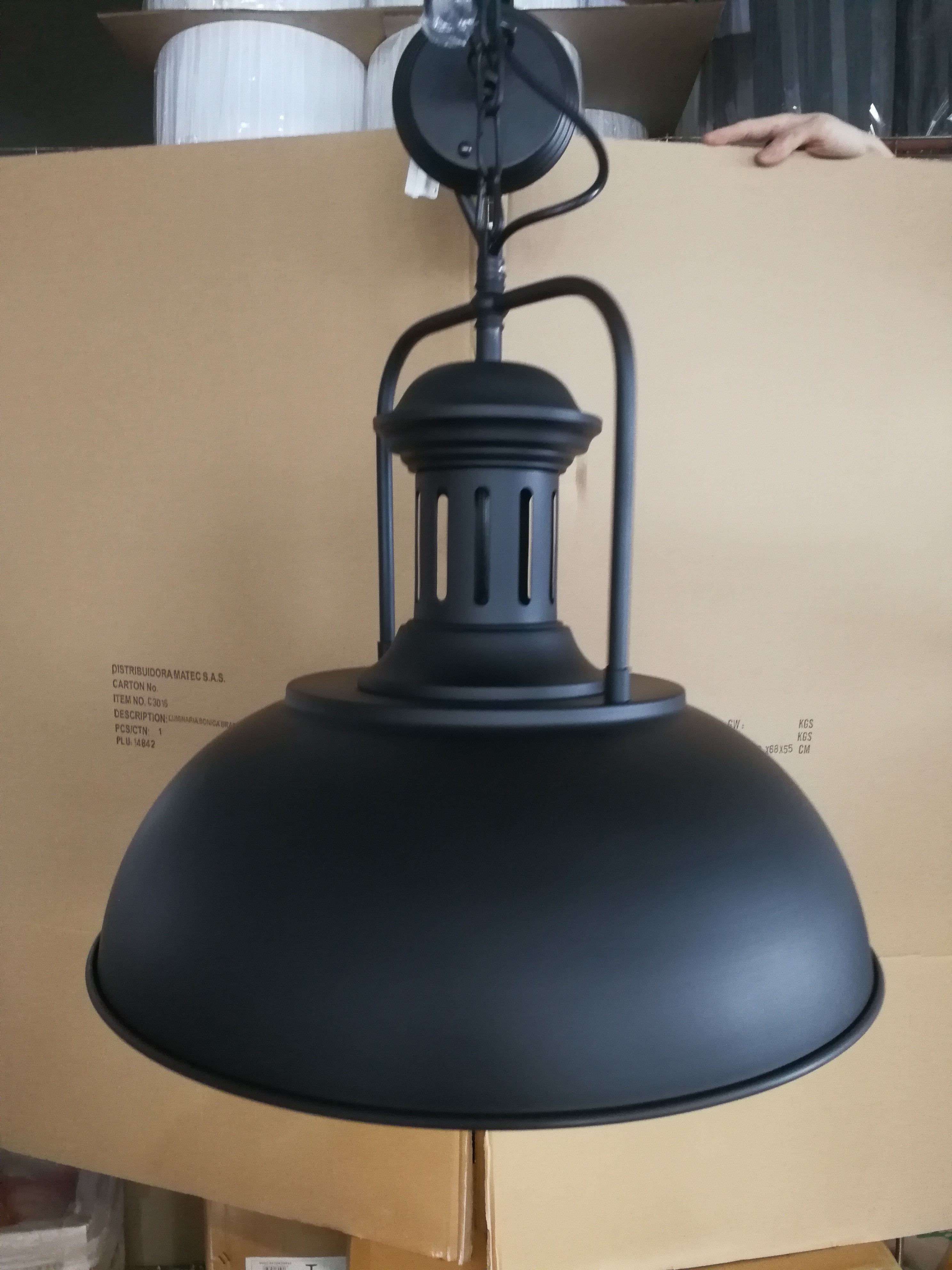 المصباح المتدلي الصناعي المصنوع من الفولاذ الأسود للمنزل (C725)