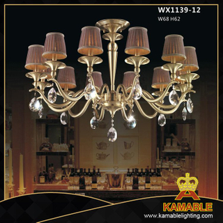 فندق نحاس مع كريستال ومصباح الظل الثريا الكلاسيكية (WX1139-12)
