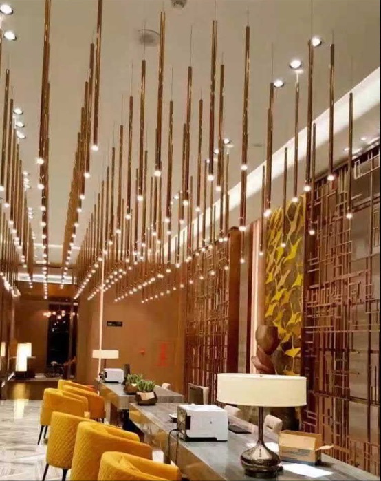 بهو الفندق المعدني الحديث إضاءة متدلية من الذهب الوردي (MD1302B-54)