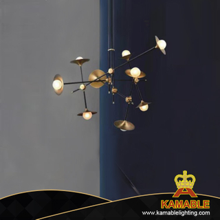 مصباح السقف بمصباح زجاجي أبيض من الحديد طراز جديد (KA9256P / 9)