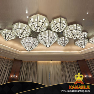 مشروع فندق مصباح السقف الزجاجي المثلث حسب الطلب (KAJ18007)