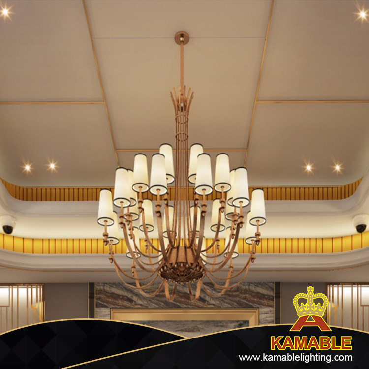 مشروع فندق الذهب الوردي الثريا الزجاجية الفولاذ المقاوم للصدأ (KAC-03)